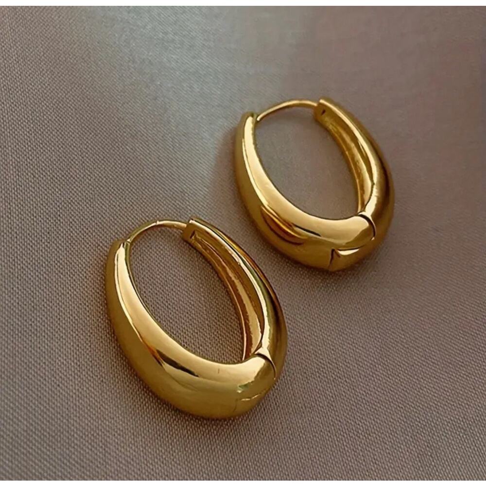 U-shape Gold Plated Earrings Girl Fashion Hoop Earrings INS Jewelry Hip Hop Punk